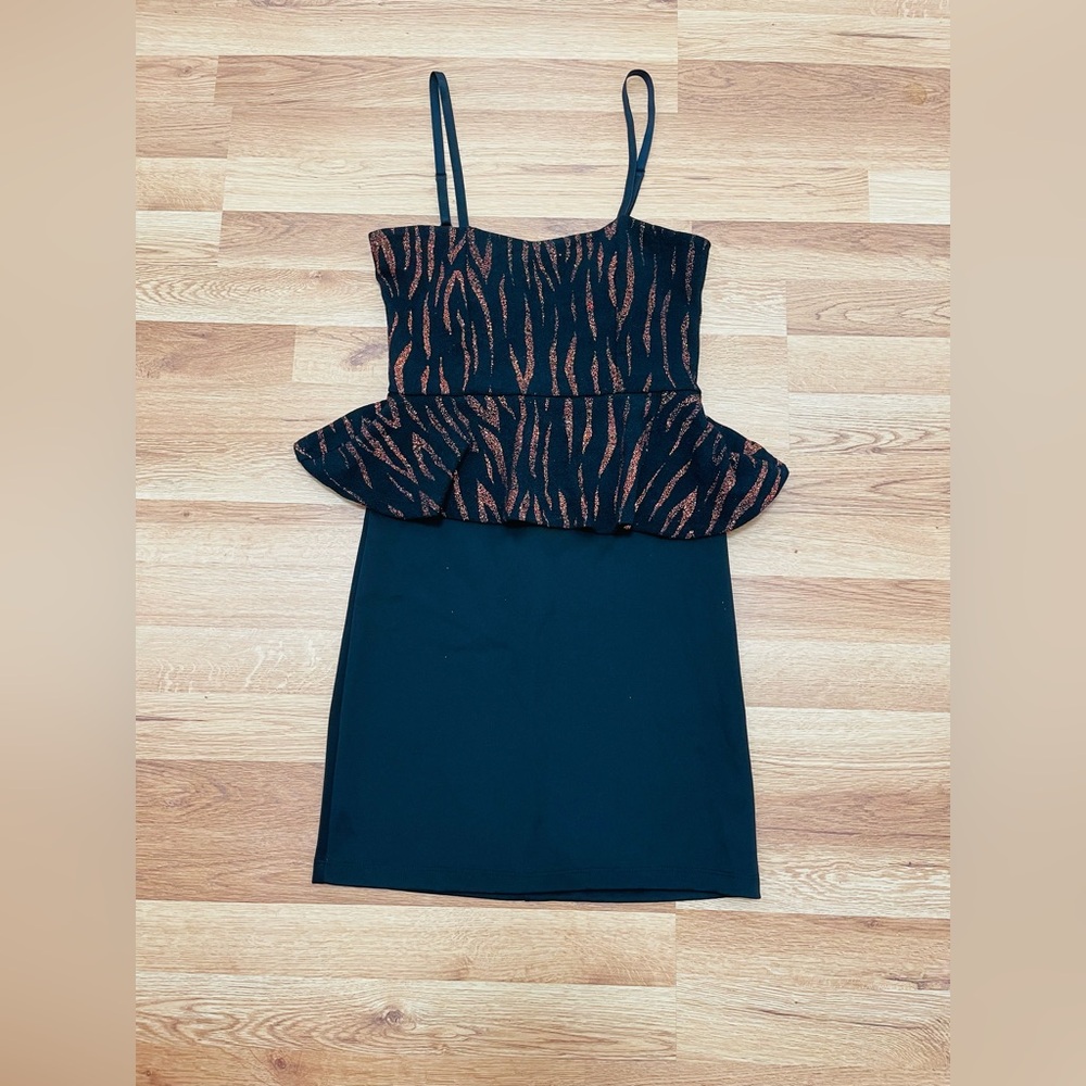 Black and Copper Patterned Dress